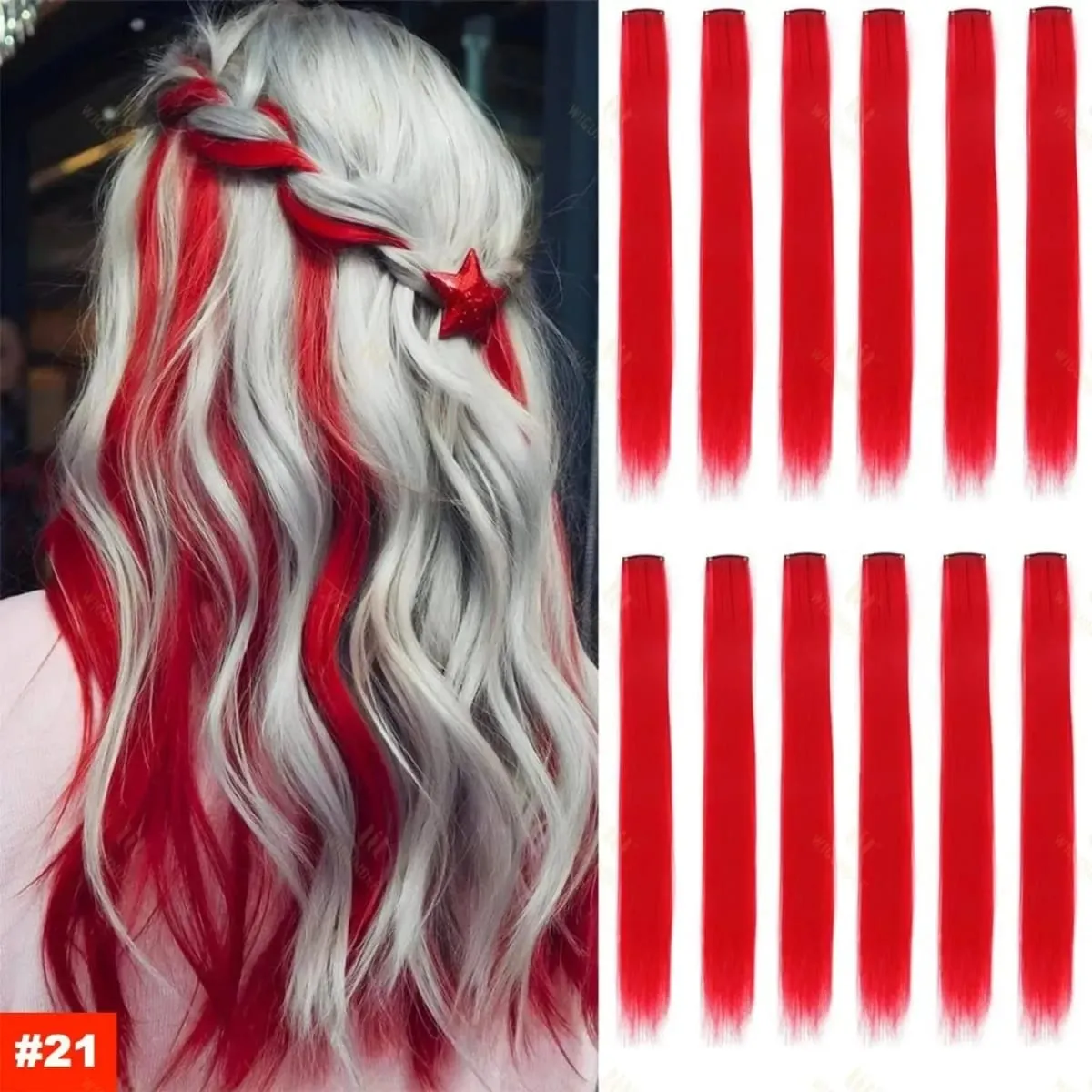 1 5 11 Pcs/lot Clip in Hair Extensions Multi-Colors Highlights Synthetic Hair 22 inch Rainbow Hairpieces for Girls Women Kids — image 21