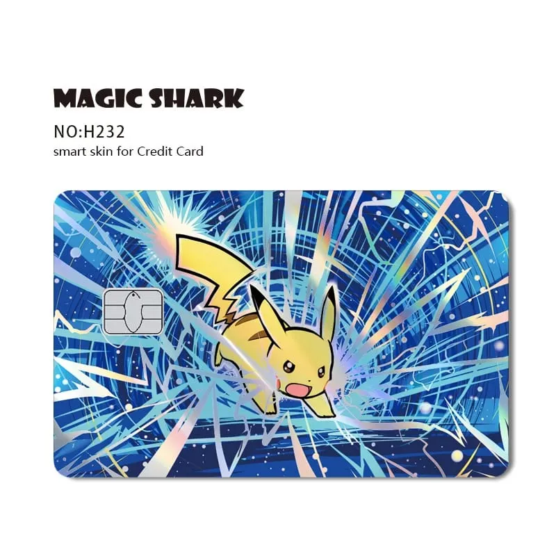 Magic Shark Holographic Laser Mewtwo Snorlax Pikachu Gengar Credit Debit Bank Film Skin Sticker Front Cover