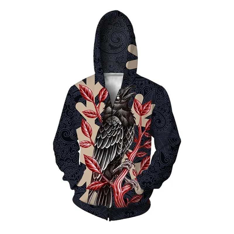 3D-printet Butterfly Eagle Wolf hættetrøje til mænd Dyr Dæmon Grafisk Sweatshirt Fritid Løs lynlås Pullover Komfortable hættetrøjer — image 4