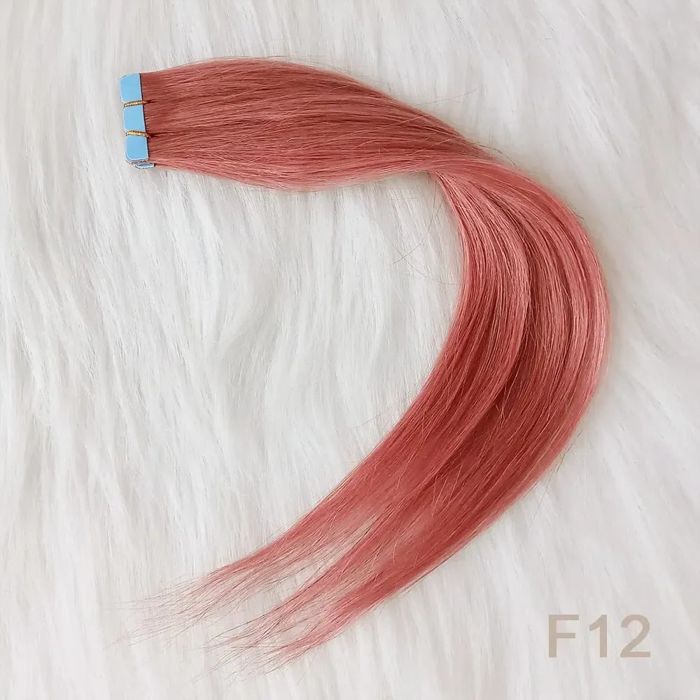 Lavender Purple Mini Tape In Human Hair Extensions 12-24 Inches Micro Tape Hair Seamless Adhesive Hair Pieces For Cosplay