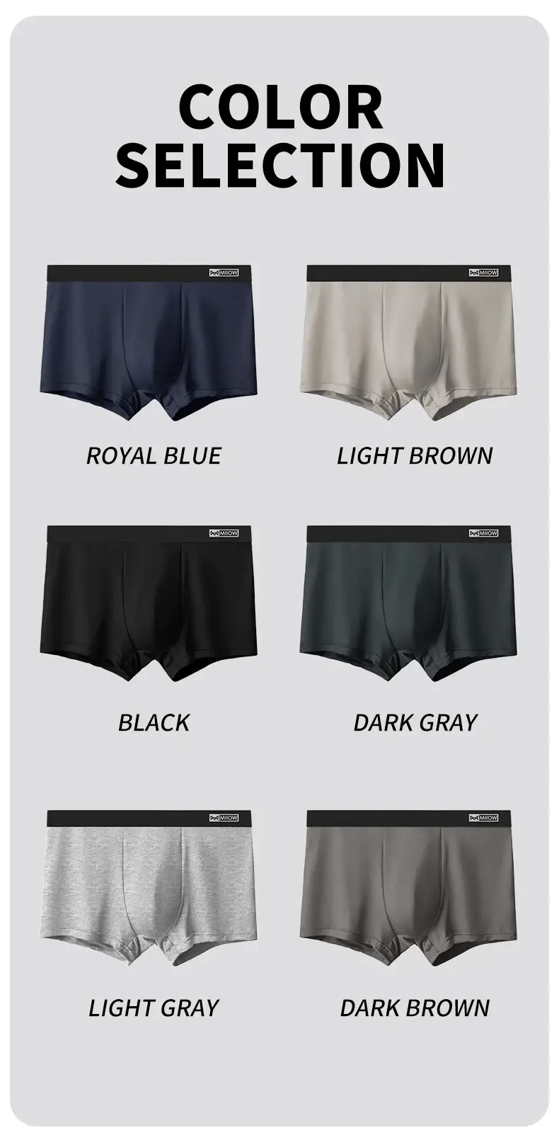 MiiOW 3Pcs Cotton Men Underwear Antibacterial Crotch Men's Panties Breathable Man Underpants Solid Comfortable Mens Boxer Briefs