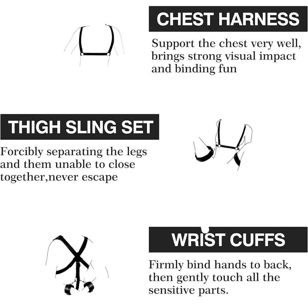 Erotic Toys Kits Adjustable Bondage Reverse Handcuffs Metal Anal Hook Binding Belt Sets Sex Toy For Couples BDSM Adult Toys — image 5