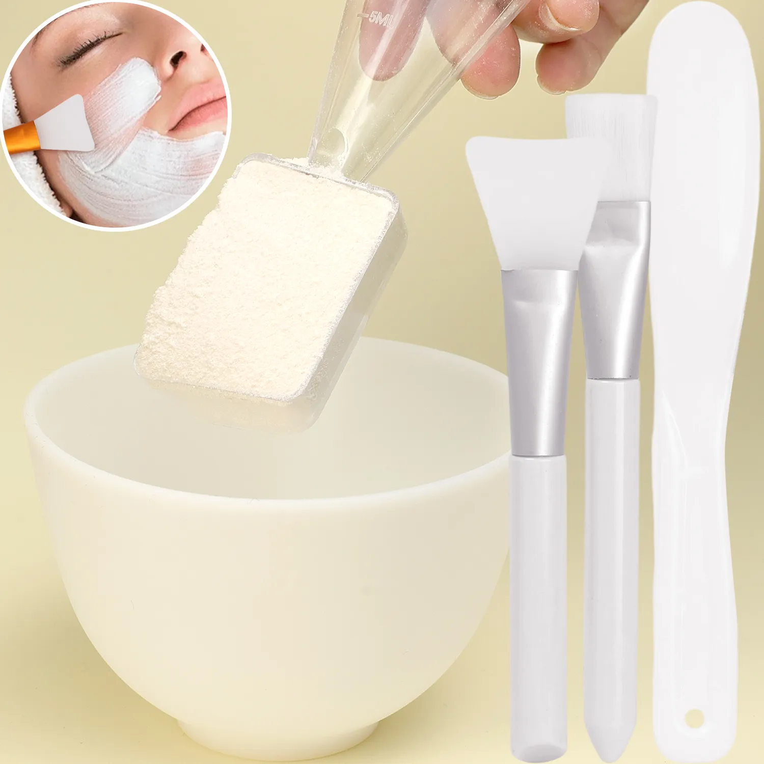 5pcs/set Silicone Mask Bowl Easy To Use DIY Face Mask Mixing Bowl Makeup Brushes Spatula Beauty Skin Care Tools Face Makeup
