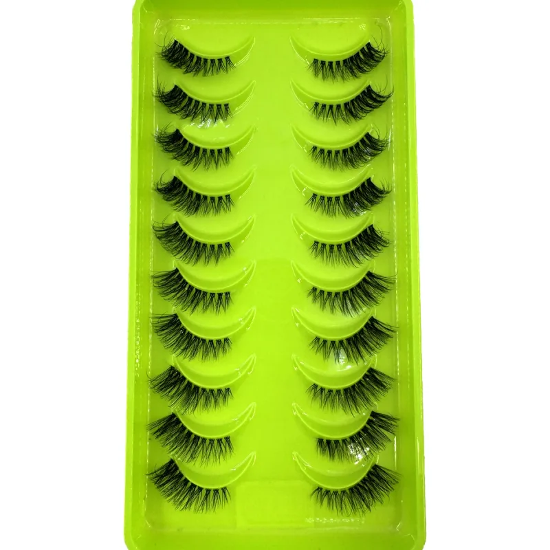 Černé řasy 10 polovičních řas Soft Natural Cat Eye Lashes Makeup Tool Prodlužovací nástroj Fluffy Faux Cils sezona návratu do školy — image 13