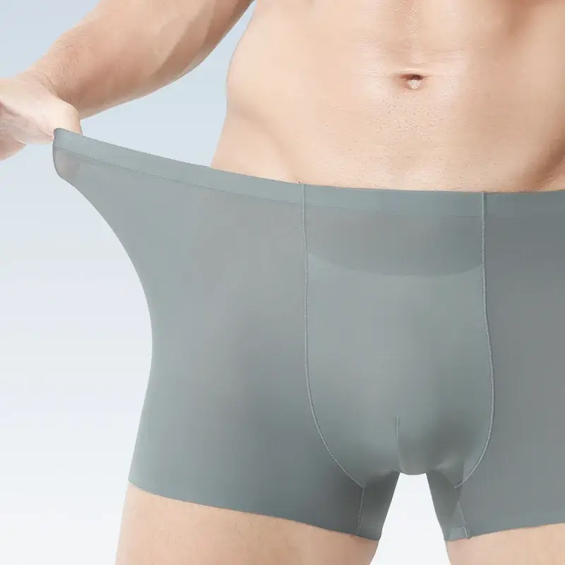 Men's5pc underwear Men's wholesale ice silk seamless boxers antibacterial breathable sports summer thin comfortable boxers — image 5