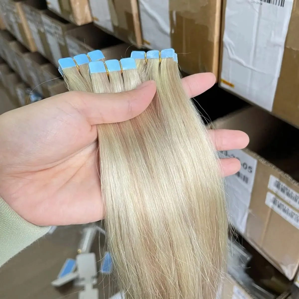 Highlight Blonde Mini Tape Hair Extension Straight 12-24 Inches Seamless Tape Human Hair 10pcs/pack