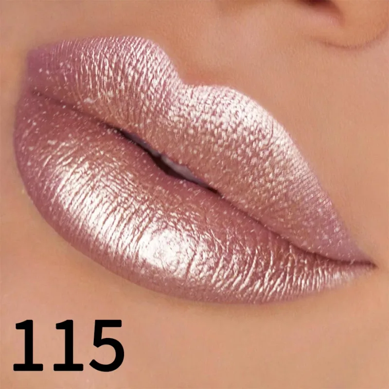 1PC glitter metallic lipstick finish hydrating 19 colors red pink sparkling highly pigmented lip tints lips makeup gifts cosmet — image 14