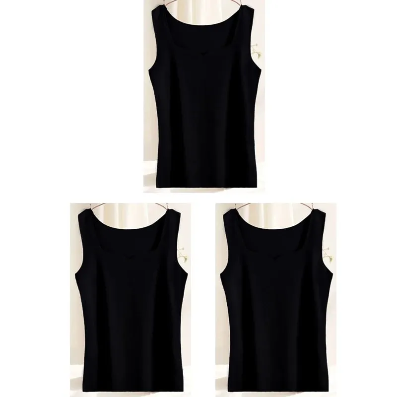 3pcs Women Thermal Tops Girls Traceless Solid Color Vest Base Layer Warm Tank Top Autumn Winter Female Sexy Slim Camisole — image 12