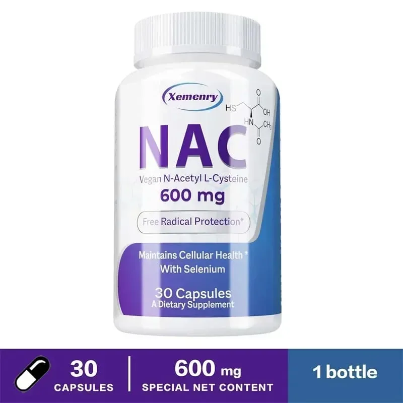 NAC Capsules 600mg - Support Skin Health Antioxidant Detox Enhance Immunity - Non-GMOSupplement