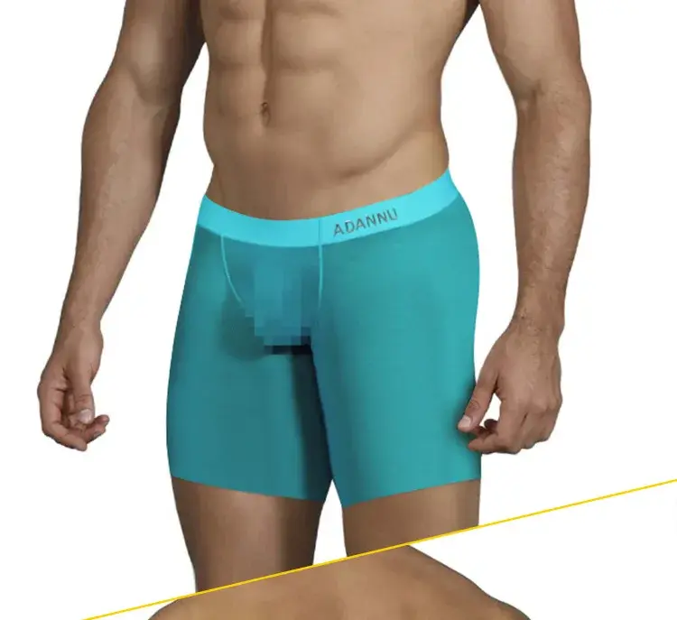 Sous-vêtements Ultra-fins pour hommes, Boxer Long, short rafraîchissant en soie glacée, sous-vêtements transparents pour Fitness, maille sans couture, 0.01mm — image 2