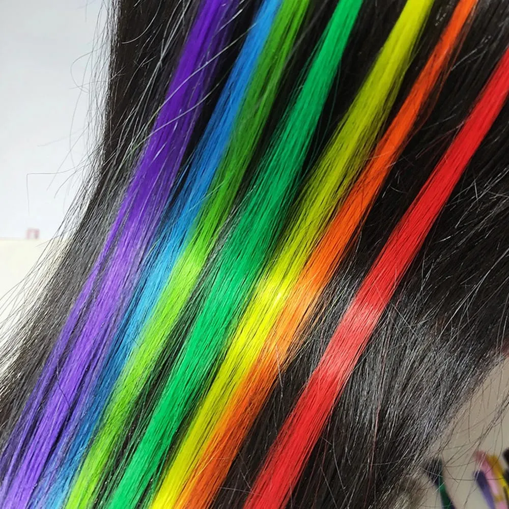 20 Strands/Pack Random Ten Colors Synthetic Colored I-Tip Stick Hair Extensions Straight Hair 16 Inch For Women High Temperature — image 4