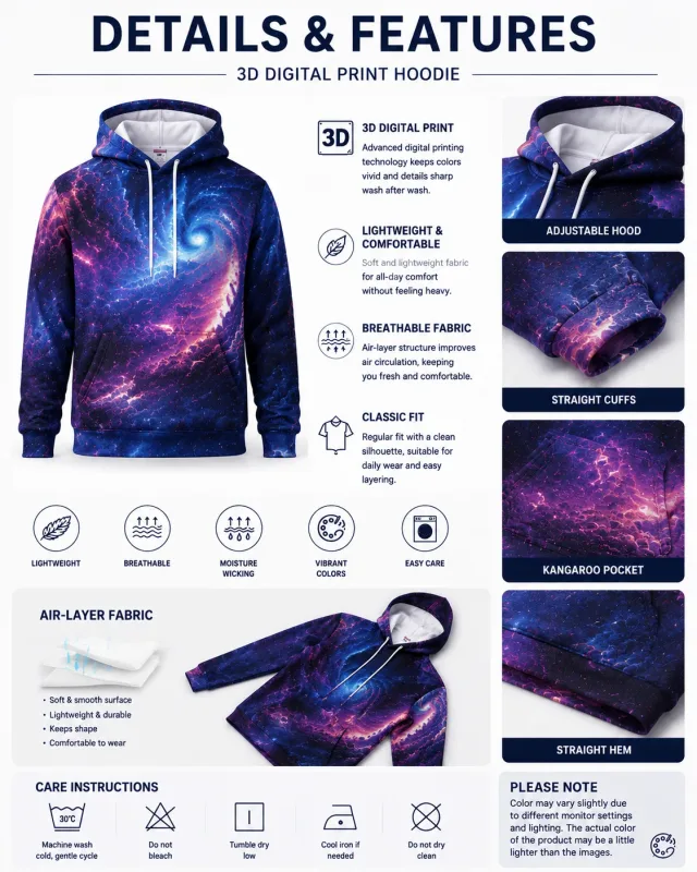 Men Gothic Werewolf Graphic Printed Hoodie Long Sleeve Pullover Sweatshirt Casual Full Moon Wolf Hooded Shirts Tops — image 9