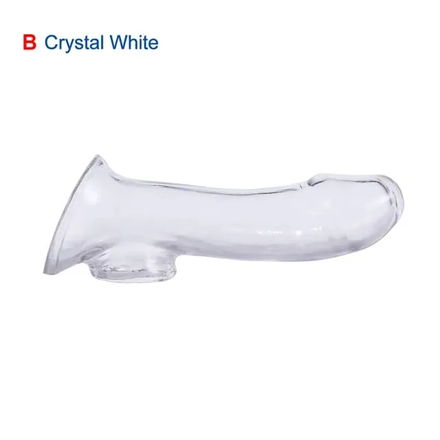 Extension Reusable Condom Penis Sleeve Male Enlargement Time Delay Dildo Enhancer Cock Rings Crystal Clear Condom Adult Sex Toys