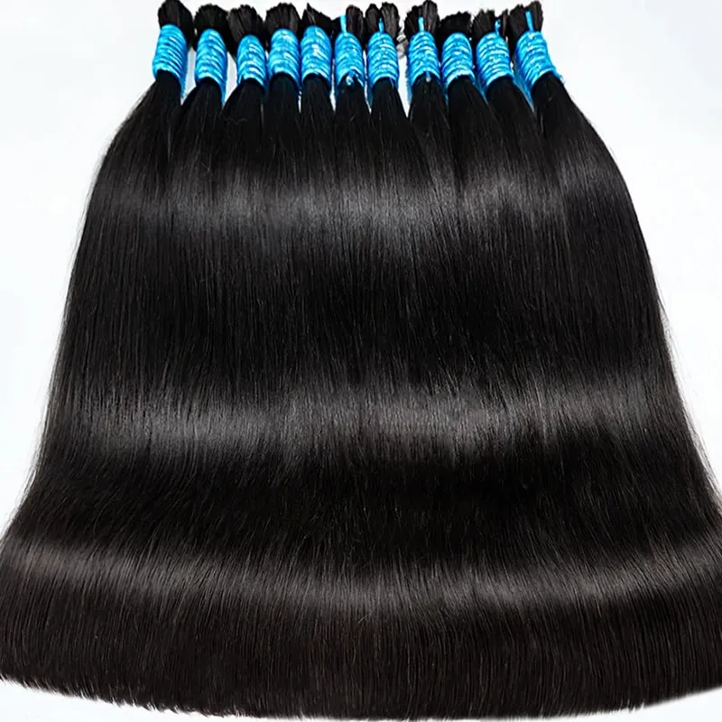 Extensiones de cabello humano 100% Real sin trama, cabello humano Remy a granel, cabello indio virgen negro Natural sin procesar, trenzado para mujeres — image 17