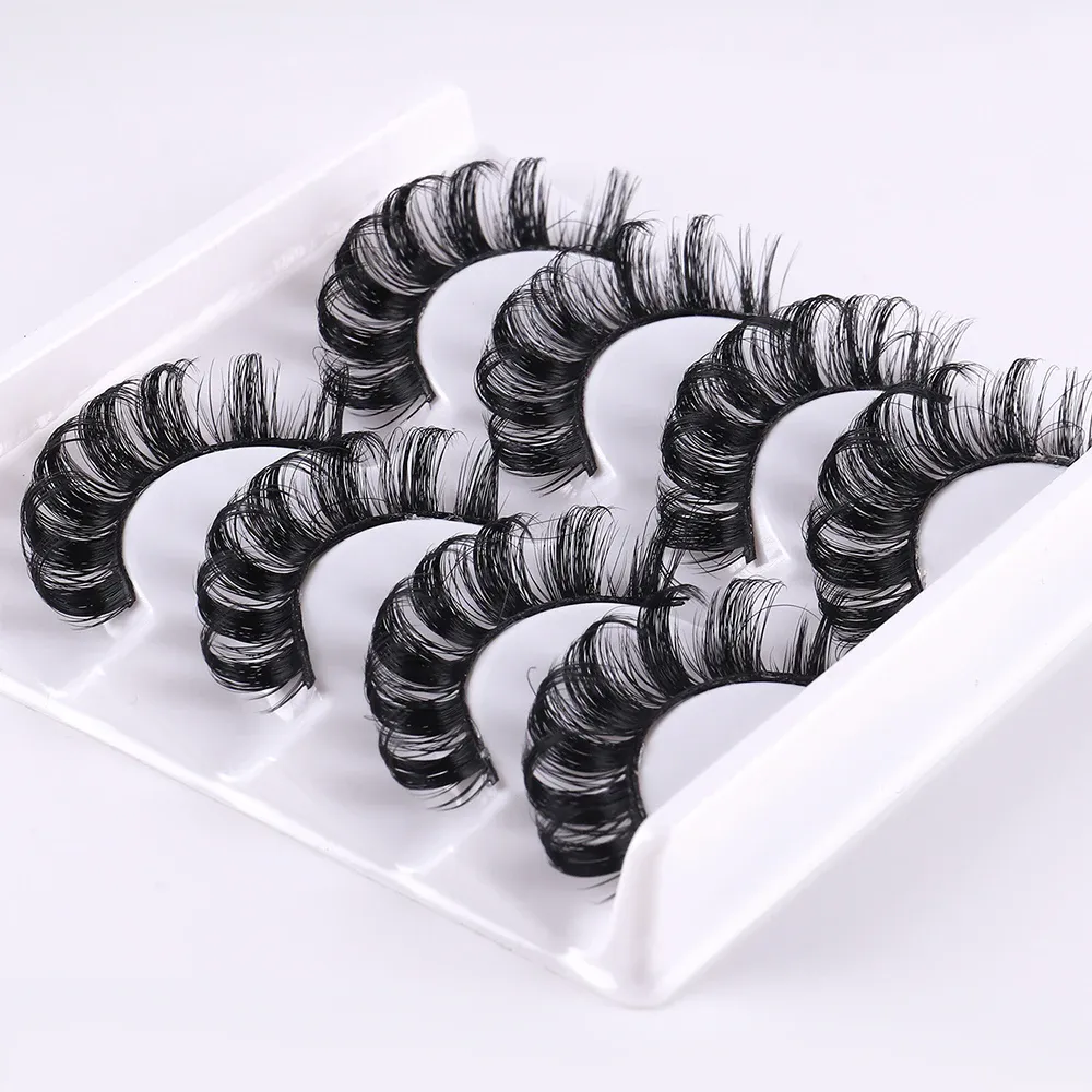 4 Pairs Russian Strip Lashes Fluffy Mink Lashes 3D False Eyelashes Russian Volume Eyelashes Fake Eyelashes — image 2