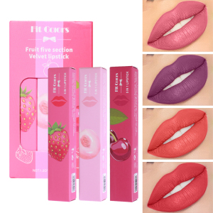 5-in-1 Fruit Velvet Matte Lipstick Set Long-Lasting Highly Pigmented Moisturizing Lip Balm Smooth Application for Soft Lips — image 1
