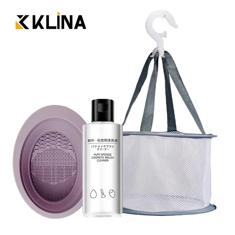 Makeup Brushes Sponge Blender Puff Cleaner Make Up Tools Washing Cleaning Liquid Bowl Air Drying Net Set For Powder Eyeshadow — image 1