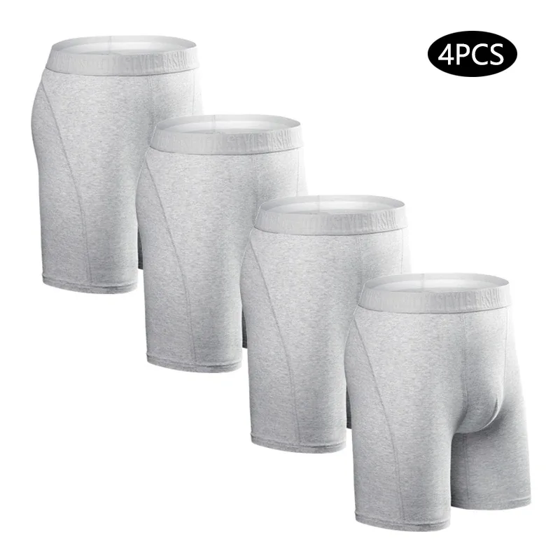 4pcs Long Boxers for Men Underwear Plus Size Men's Panties Sexy Long Leg Underpants Cotton Mens Boxer Shorts Fashion Male Trunk — image 27