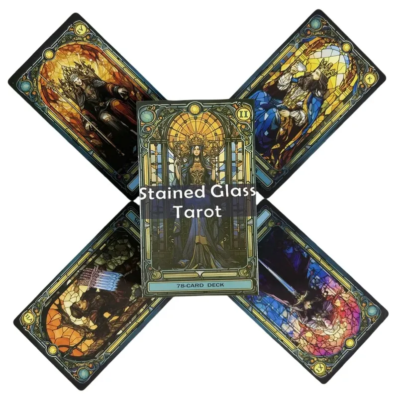 Stanined Glass Tarot Cards A 78 Deck For Beginners Deck Oracle English Visions Divination Edition Borad Deck Playing Games