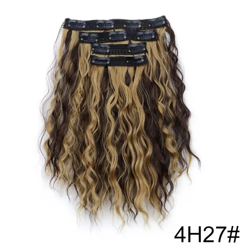 Extensión de cabello rizado ondulado corto sintético de 12 pulgadas, 4 unids/set, Clip en el cabello, fácil de usar para mujeres, uso diario en fiestas — image 9