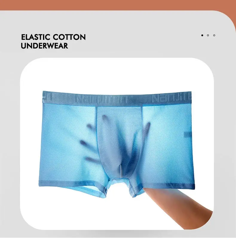 4pcs Ice Silk Mesh Boxer Shorts Men's Underwear Cool Underpant Breathable Sexy Slim Panties Bamboo Lingerie Wholesale Lots L-6XL — image 13