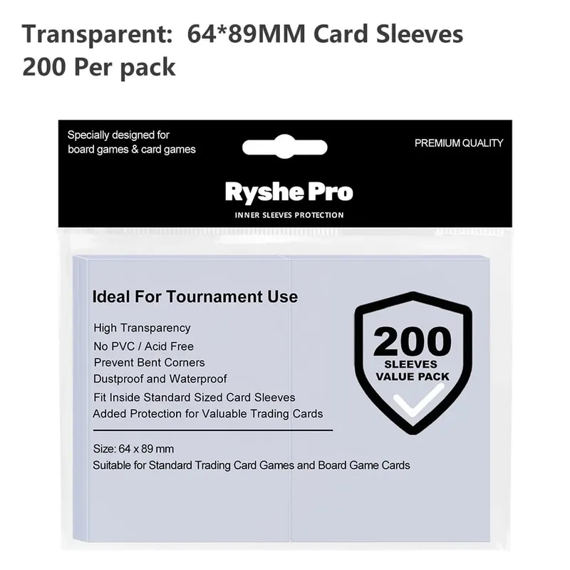 100 Stück heiße transparente MTG-Kartenhüllen, Standardgröße, durchsichtiger TCG-Kartenschutz, innere Kartenhülle für Sport-Brettspiele, 64 x 89 mm