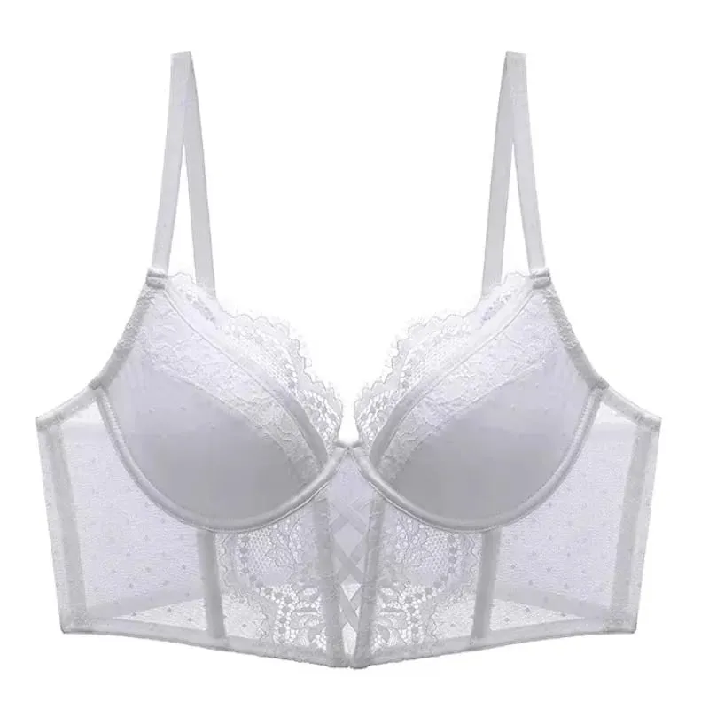Push Up Spets Underkläder Set för kvinnor Sheer Chemise med mjuk bygel BH Fishbone Teddy Sexig Bröllopsbröllop Smekmånad Outfit S-XL — image 2