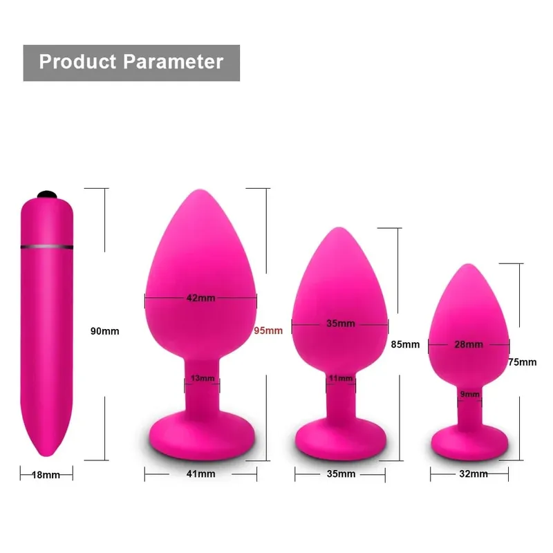 S/M/L Anal Plug Butt Vibrator Women/Men Soft Silicone Round Shaped Erotic Bullet Anal plug Bullet Gay Sex Toys for Adults — image 15