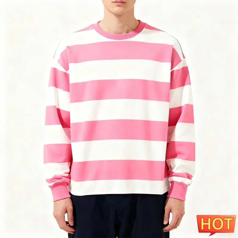 Eenvoudige gestreepte grafische sweatshirts voor heren Mode Trendy lange mouwen 3D bedrukt Lelijk sweatshirt Casual oversized truien Tops