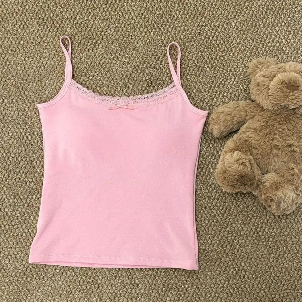 Lace Undershirt With Bra Pads Sweet Underwear Beauty Back Strappy Tank Tops Slim Inner Wear Summer Women's Outside Versatile — image 11