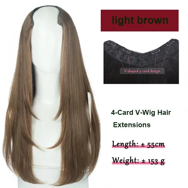 Synthetic Wig Women's Traceless Invisible U-shaped Long Straight Hair With Inner Buckle Long Curly Hair Natural Extension Wig — image 9