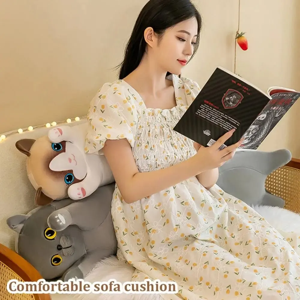 Lindo gato de peluche de 50/70cm, almohada larga y encantadora para dormir, Animal relleno creativo suave, decoración del hogar — image 7