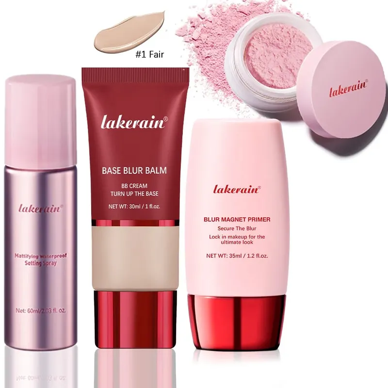 Ultimate Setting Powder Travel Size Set Blur Magnet Primer Setting Spray Base Blur Balm Waterproof Long-lasting Makeup Set
