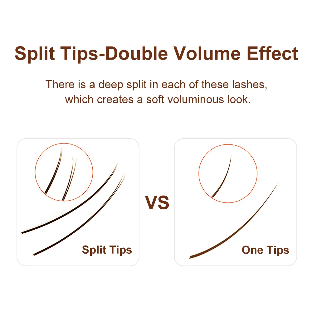 Lashes 0.15mm Brown Flat Ellipse Eyelash Extension False Fake Eye Lash Matte Split-Tips Ellipse Shape Eyelashes — image 3
