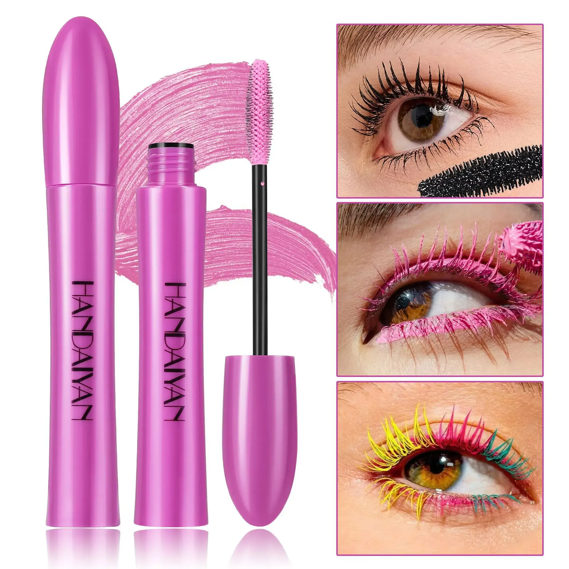 10 Colors Waterproof Volumizing Mascara Smudge-Proof Curling Long-Lasting Sapphire Blue Pink Mascara for Eye Makeup Cosmetics