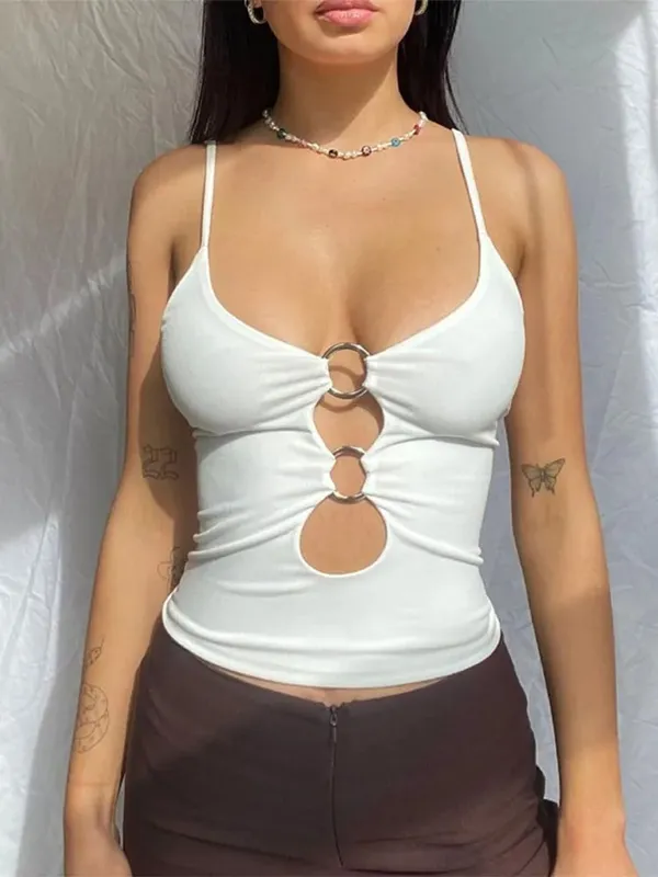 Solid Casual Sleeveless Cami Top Women Backless Hollow Out Sexy Crop Tops Tees Fashion Fitness Camisole 2024 — image 11