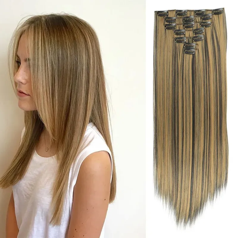 Synthetic 7 Pieces/Set 22 Inch Straight Hair Extensions Clip-In Extensions Christmas Halloween Hair Extensions
