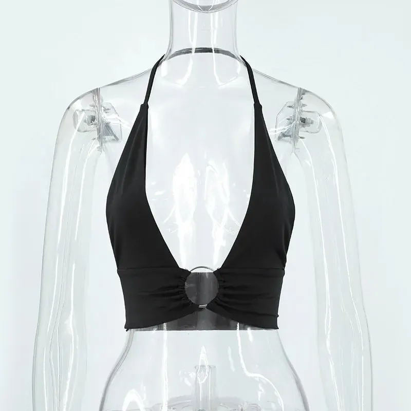 Summer Women Sexy Super-short Tank Tops Patchwork Camis Solid Hollow Out Tops Ladies Sleeveless Strapless V-neck Slim Top Vests — image 2
