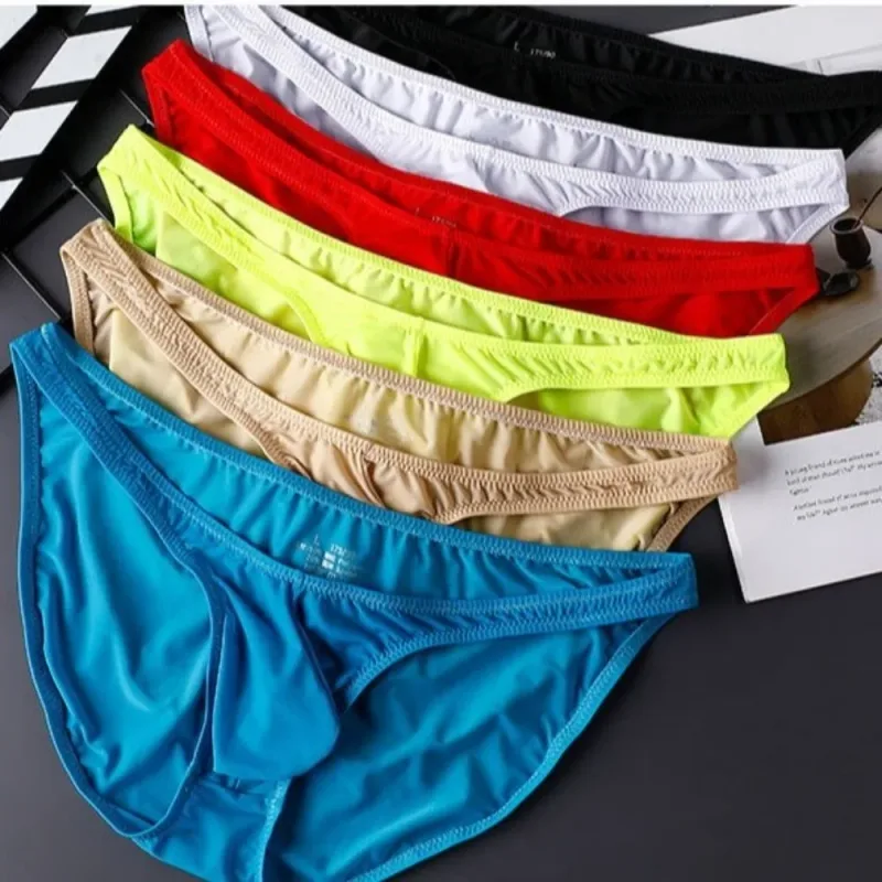Slip Ultra-fin en soie glacée à séchage rapide, taille basse, sous-vêtements sans couture pour hommes, pochette en U, Lingerie en maille, culotte de voyage — image 13