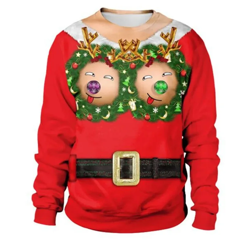 Sjov juletrøje Mænd Kvinder Pullover Xmas Sweatshirt Grim grafisk Y2k Sweatshirts til feriefest Løst herretøj — image 19