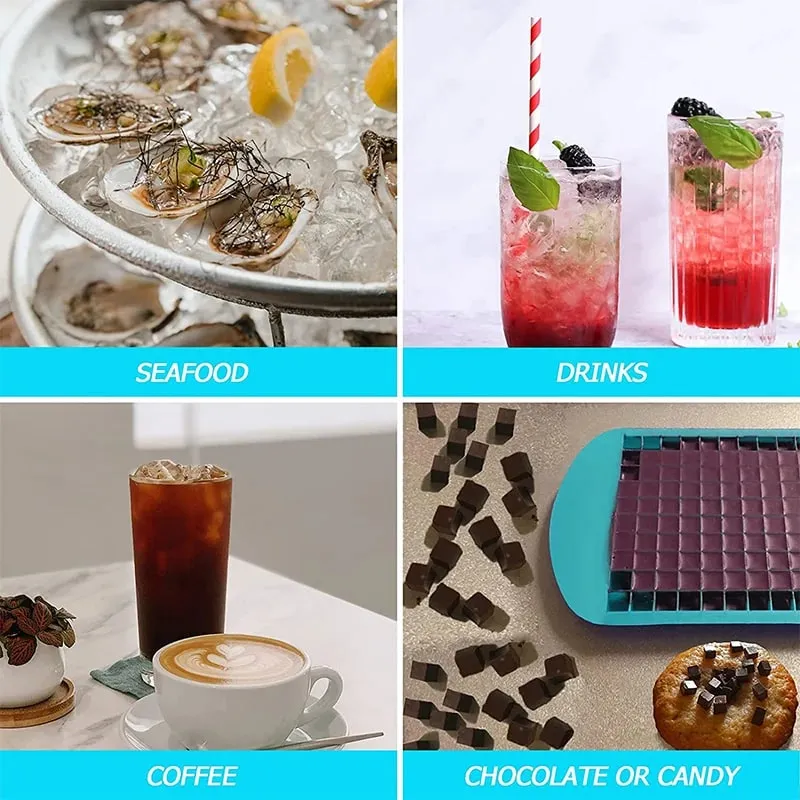 Silicone Mini Ice Cube Trays 160 Crushed Ice Cube Molds Easy Release Small Ice Cube for Chilling Whiskey Cocktail JT42