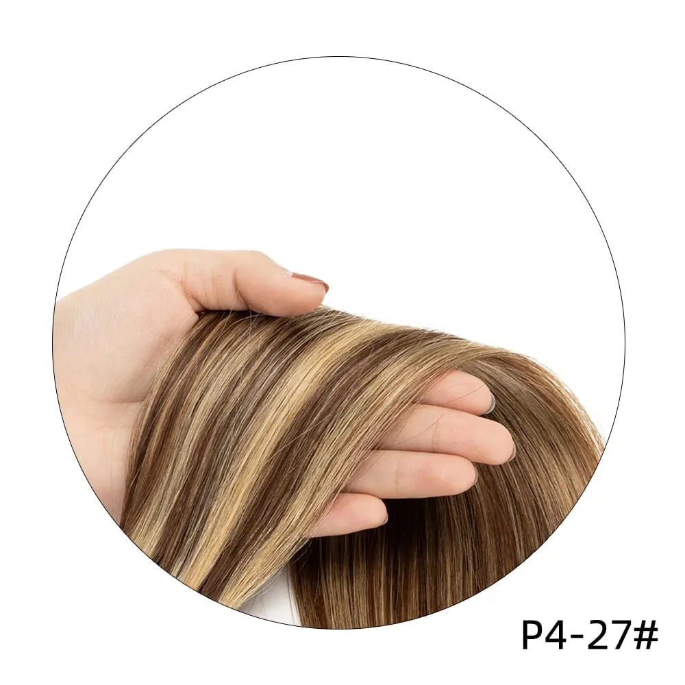 Invisible XO Hole Human Hair 12"-24" Flat PU Skin Weft Hair Extensions Natural Brown Micro Rings Hair Bundles 40-50g Isheeny — image 14