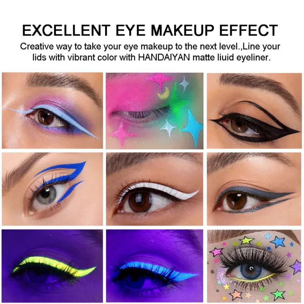 12pcs Colorful Waterproof Eyeliner Pen Set Fluorescent Matte Long-Lasting 24hrs Eye Liner Pencils for Face Makeup Decoration — image 4