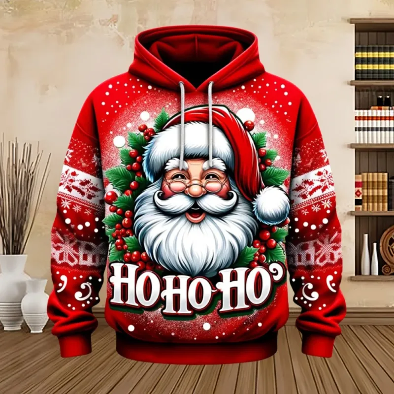 2025 Merry Christmas Graphic Sweatshirts Tree Pullover Hoodies for Men Clothes Santa Claus Hoody Snowman Sweatshirts Unisex Top — image 10