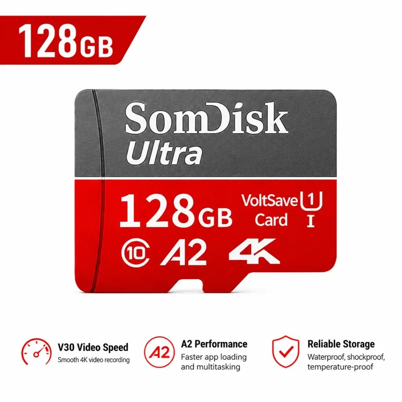 128 GB Micro-SD/TF-Karte, Karte mit großer Kapazität, Klasse 10, bis zu 100 MB/s, wasserdichte Speicherkarte für Kameras/Fahrrekorder — image 9