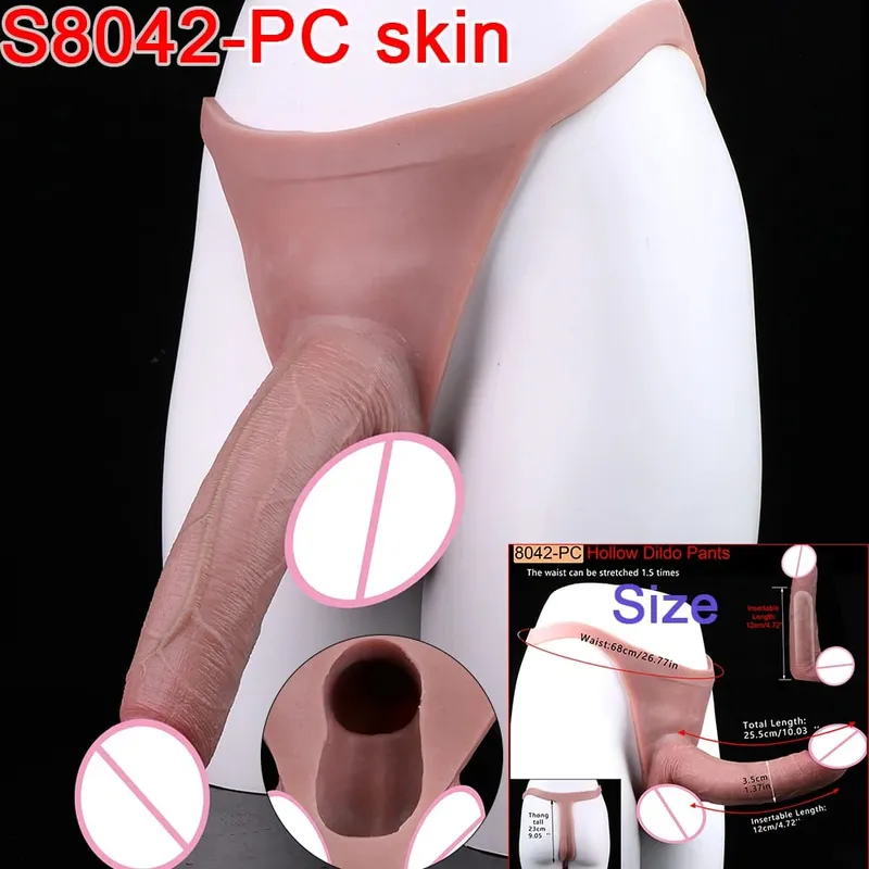 Mandlige Strap-On Long Hollow Dildo Ultra Realistic Penis Extend Sleeve Bukser насадка на член Mandlige Cock Cover Sexlegetøj — image 9