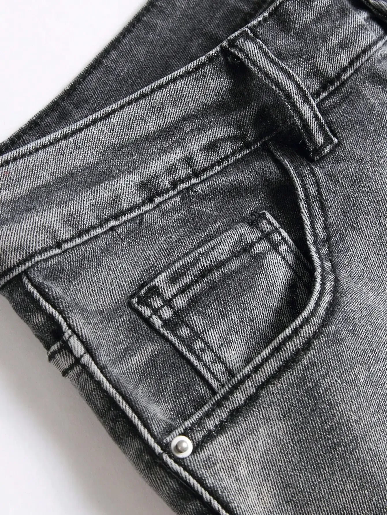 Men‘s Stretchy Denim Jeans Streetwear Tearing Patchwork Holes Ripped Denim Elastic Waist Casual Pants Slim fit Straight Trousers — image 3