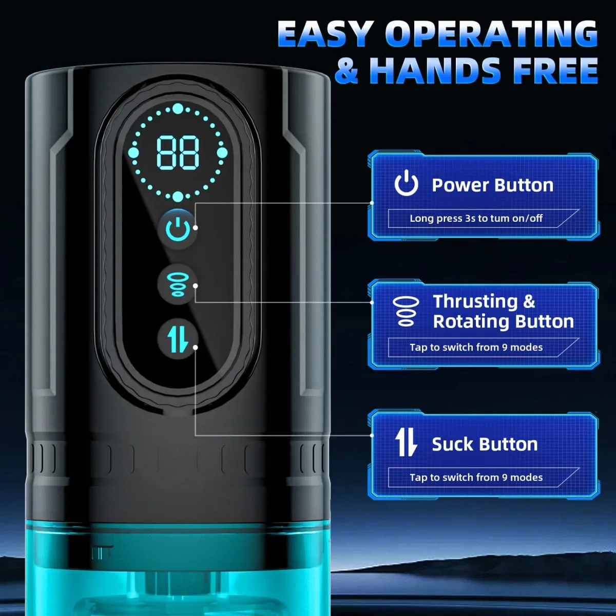 Automatic Male Penis Pump with 9 Sucking Thrusting Rotating Modes 3D Realistic Adult Men Sex Toy Machine Blowjob Stroker — image 4