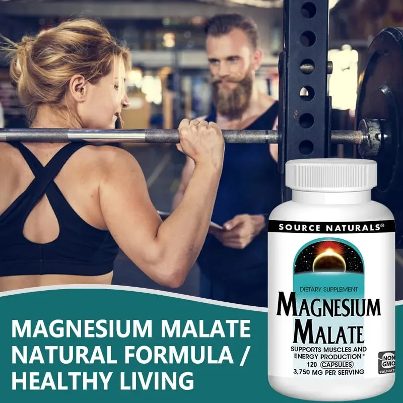Magnesium Malate 3750 Mg Supplement Supports Muscle Function Health and Energy Production