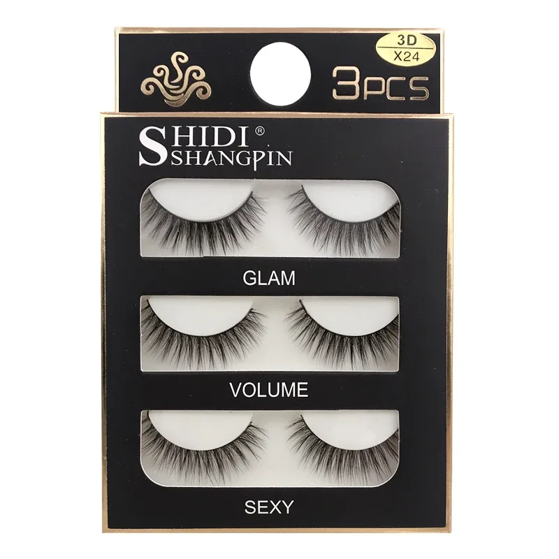 Faux Cils 3 Pairs False Eyelashes Natural Long 3D Mink Lashes Soft Fluffy Wispy Handmade Fake Lashes Eye Makeup Tools Maquiagem